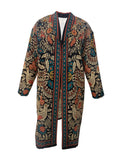 Plus Size Boho Coat, Women's Plus Floral  Print Long Sleeve Open Front Longline Cardigan Coat