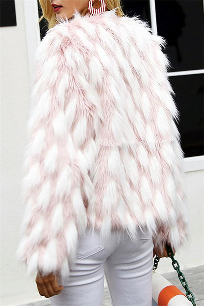 elveswallet Chic Pink Party Fluffy Faux Fur Coat