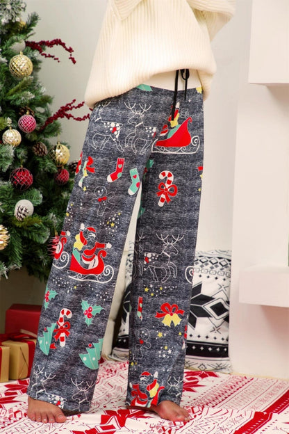 elveswallet Christmas Printed Wide Leg Pants