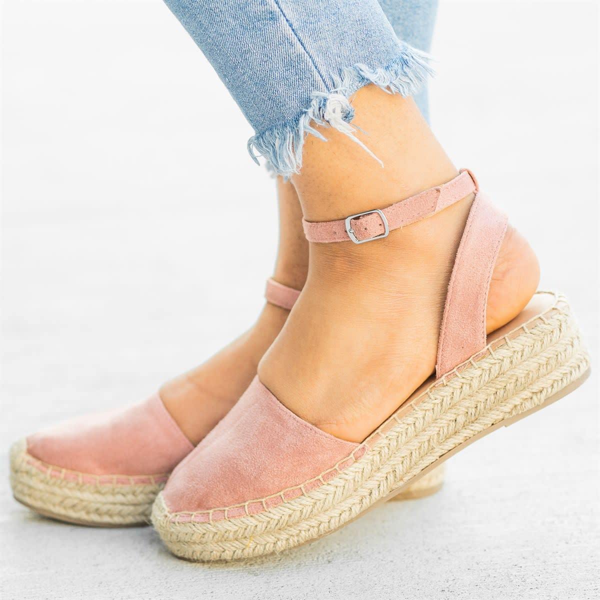 elveswallet Classic Espadrille Sandals Platform Buckle Strap Sandals