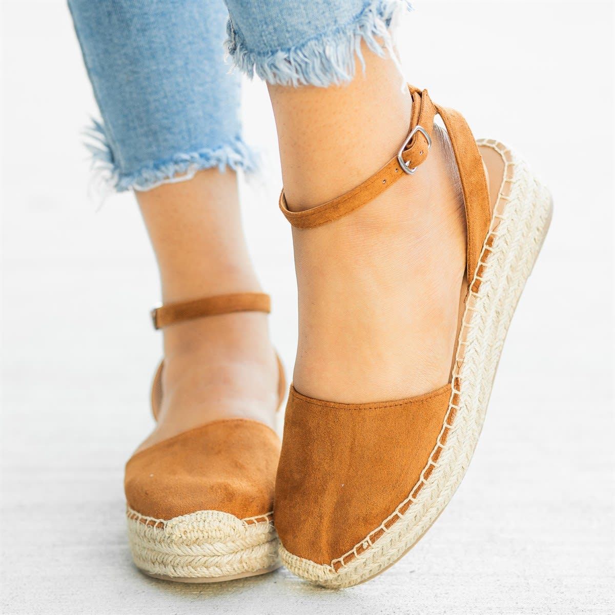 elveswallet Classic Espadrille Sandals Platform Buckle Strap Sandals