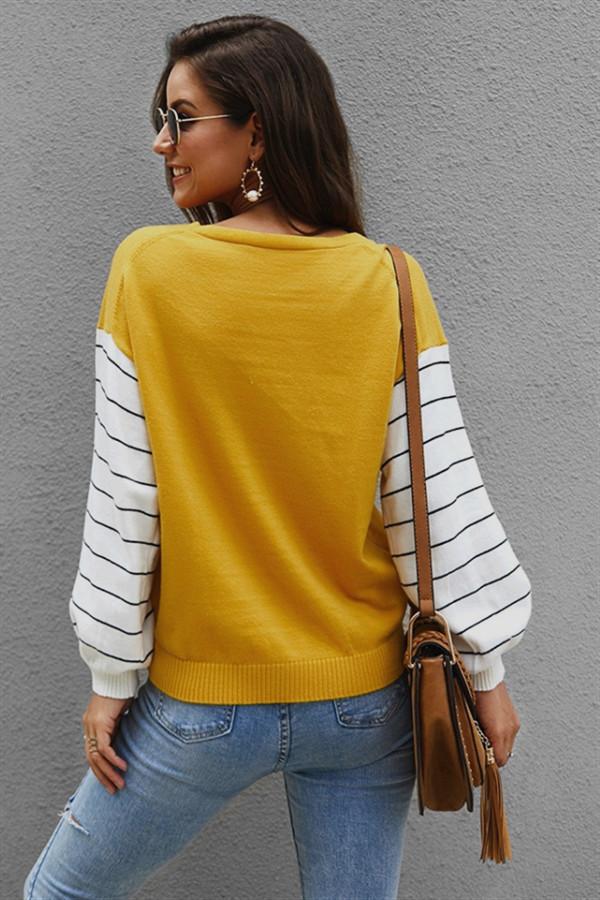 elveswallet Color Block Lantern Sleeve Sweater