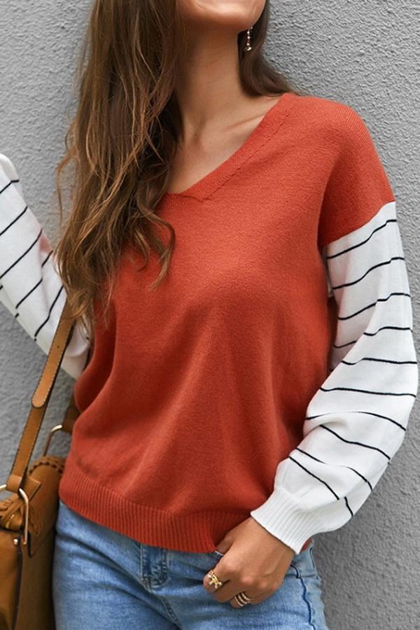 elveswallet Color Block Lantern Sleeve Sweater