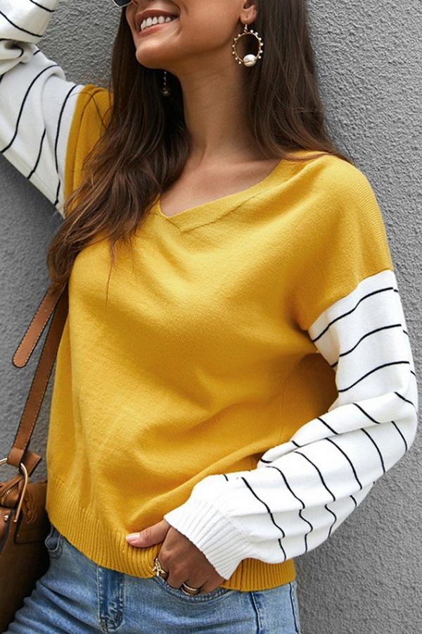 elveswallet Color Block Lantern Sleeve Sweater