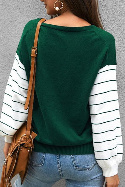 elveswallet Color Block Lantern Sleeve Sweater