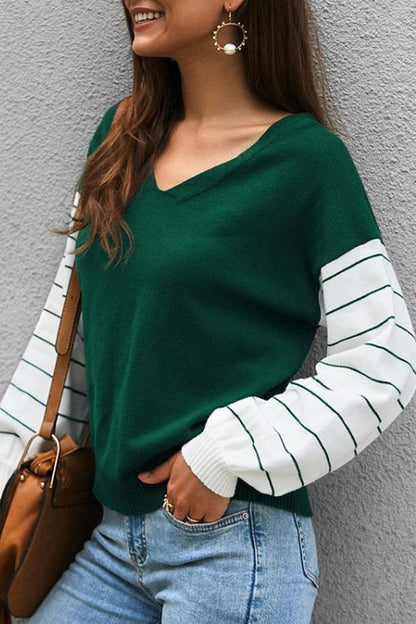 elveswallet Color Block Lantern Sleeve Sweater