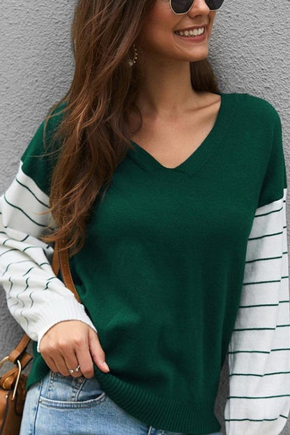 elveswallet Color Block Lantern Sleeve Sweater