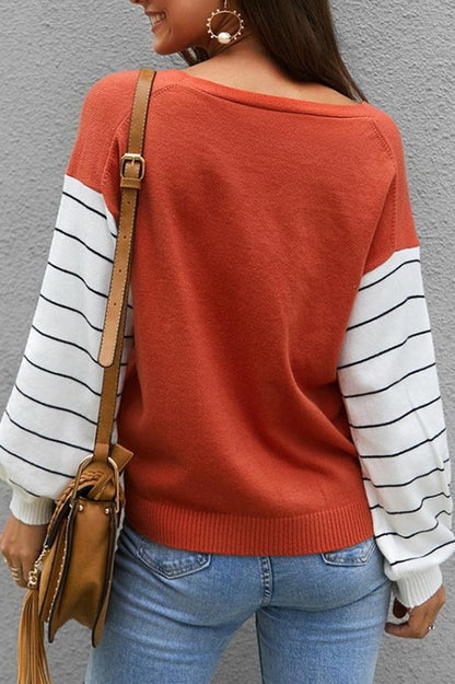 elveswallet Color Block Lantern Sleeve Sweater