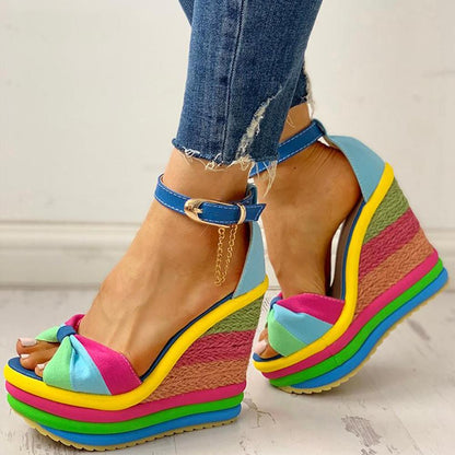 elveswallet Colorful Leisure Wedges Sandals