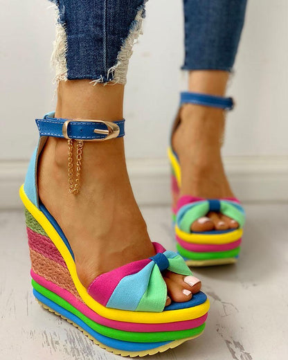 elveswallet Colorful Leisure Wedges Sandals