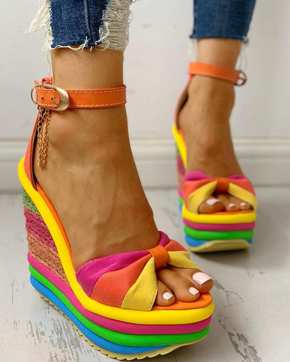 elveswallet Colorful Leisure Wedges Sandals