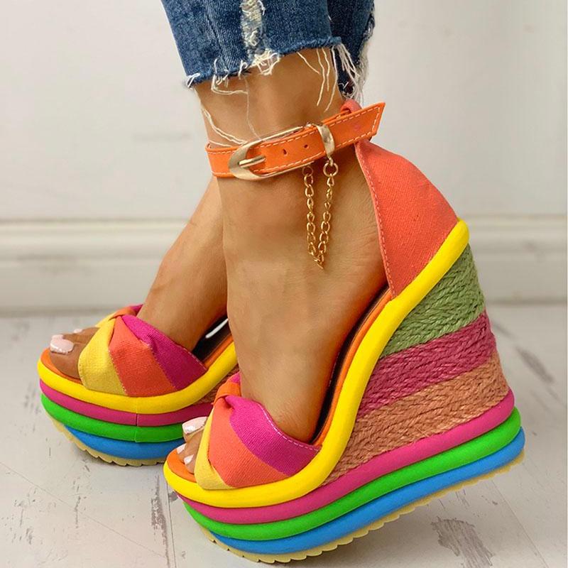 elveswallet Colorful Leisure Wedges Sandals