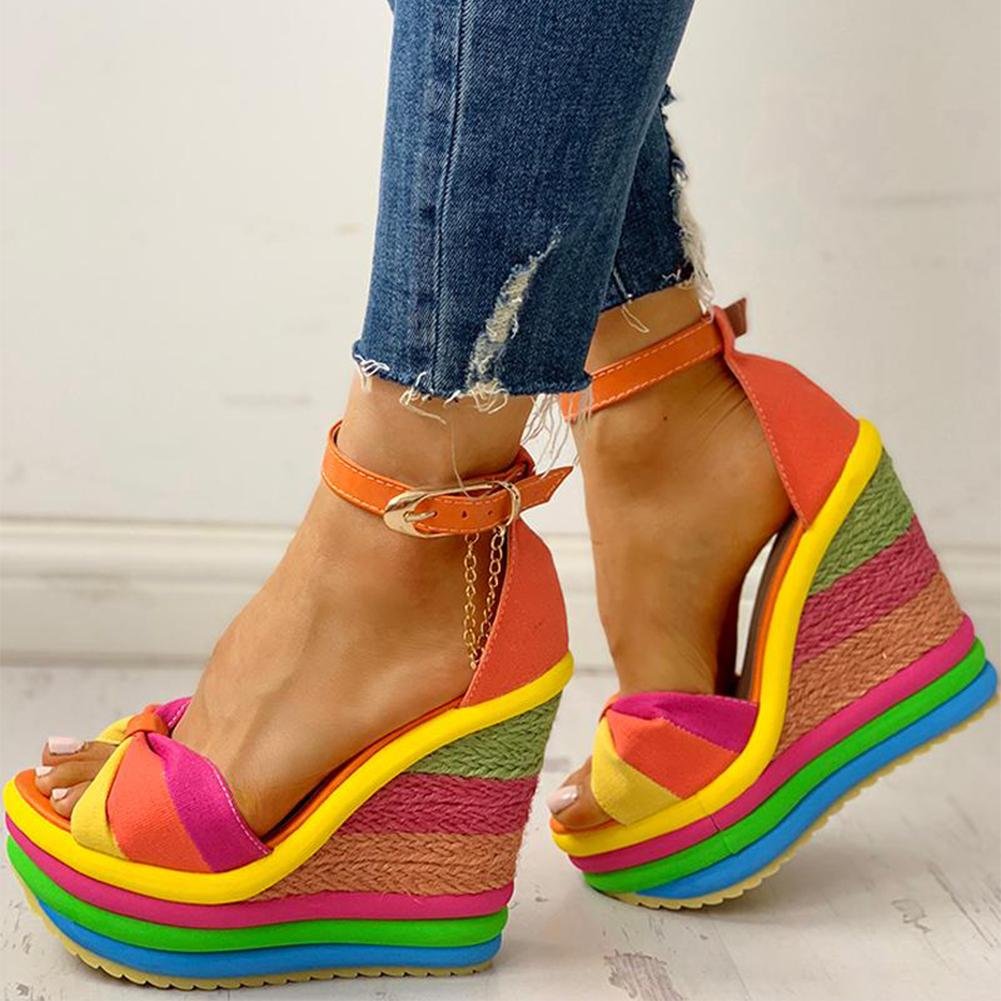 elveswallet Colorful Leisure Wedges Sandals