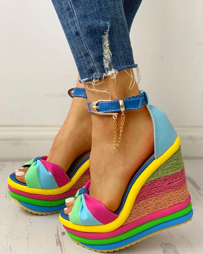 elveswallet Colorful Leisure Wedges Sandals