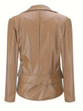 elveswallet  Two-way Wear Zip Up Jacket, Elegant Long Sleeve Lapel Neck Jacket, Women's Clothing