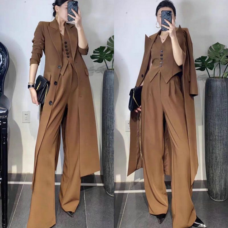 Maillard noble trench coat pants set Muse British style coat celebrity long suit collar jacket set trendy