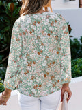 Floral Print Long Sleeve Blouse, V Neck Random Print Casual Top, Women's Clothing
