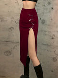 elveswallet  Sexy Slit Irregular Skirts, Casual High Waist Loose Fashion Slim Mid Skirts, Women's Clothing