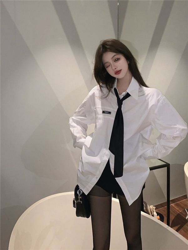 College style blazer women's spring 2024 new high-end feeling Spice Girl temperament medium and long top leather skirt suit