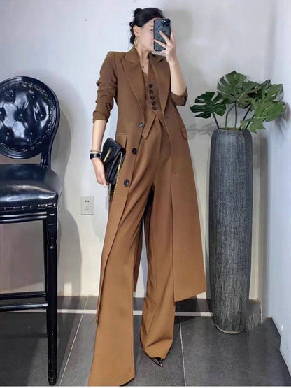 Maillard noble trench coat pants set Muse British style coat celebrity long suit collar jacket set trendy