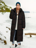Long Length Hooded Parka, Casual Long Sleeve Winter Warm Outerwear, Women's Clothing