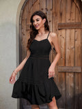 elveswallet  Contrast Lace Cami Dress, Elegant V Neck Sleeveless Summer Dress, Women's Clothing