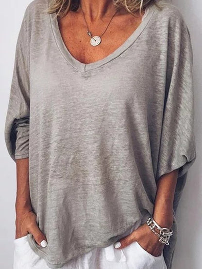 Women's Casual Pure Color Long Sleeve T-Shirt