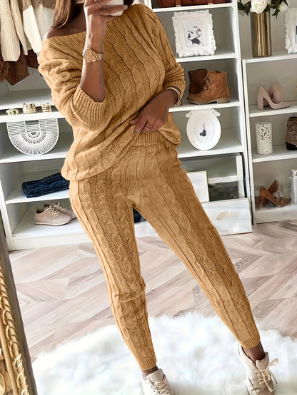 elveswallet Knitted Matching Sweater & Pants Outfits Two-piece Set