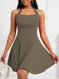 A-line Halter Neck Dress, Elegant Backless Halter Dress For Spring & Summer, Women's Clothing