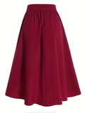 elveswallet  Solid Asymmetrical Hem Skirts, Elegant Ruched Slim Waist Skirts, Women's Clothing