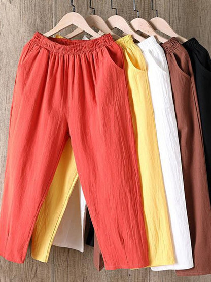 Women Linen Casual Shift Pants