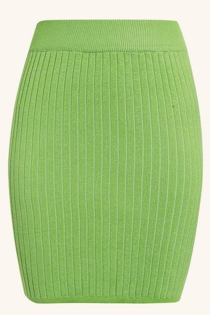 elveswallet Elastic Band Knitted Ribbed Straight Skirt