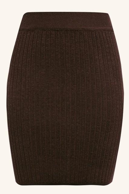 elveswallet Elastic Band Knitted Ribbed Straight Skirt