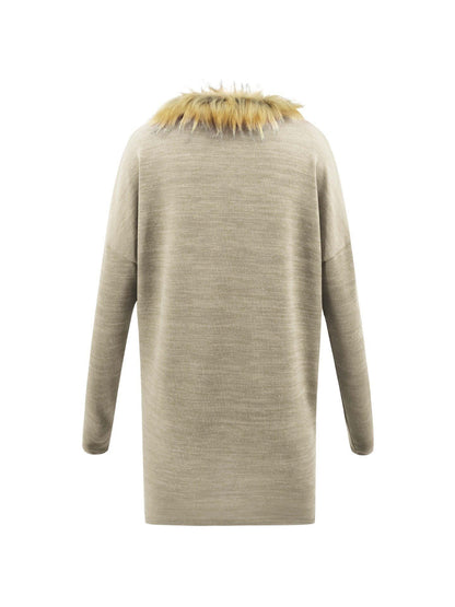 elveswallet Elegant Faux Collar Knit Coat