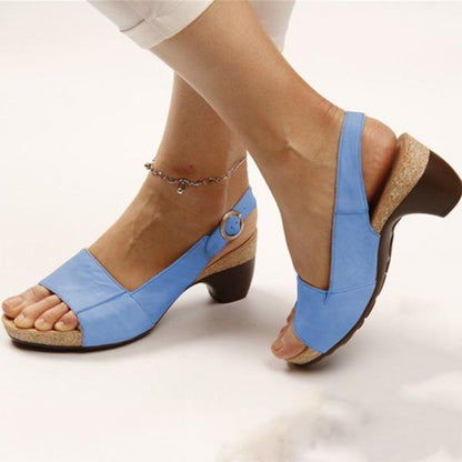 elveswallet Elegant Low Chunky Heel Comfy Sandals