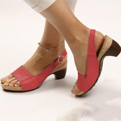 elveswallet Elegant Low Chunky Heel Comfy Sandals