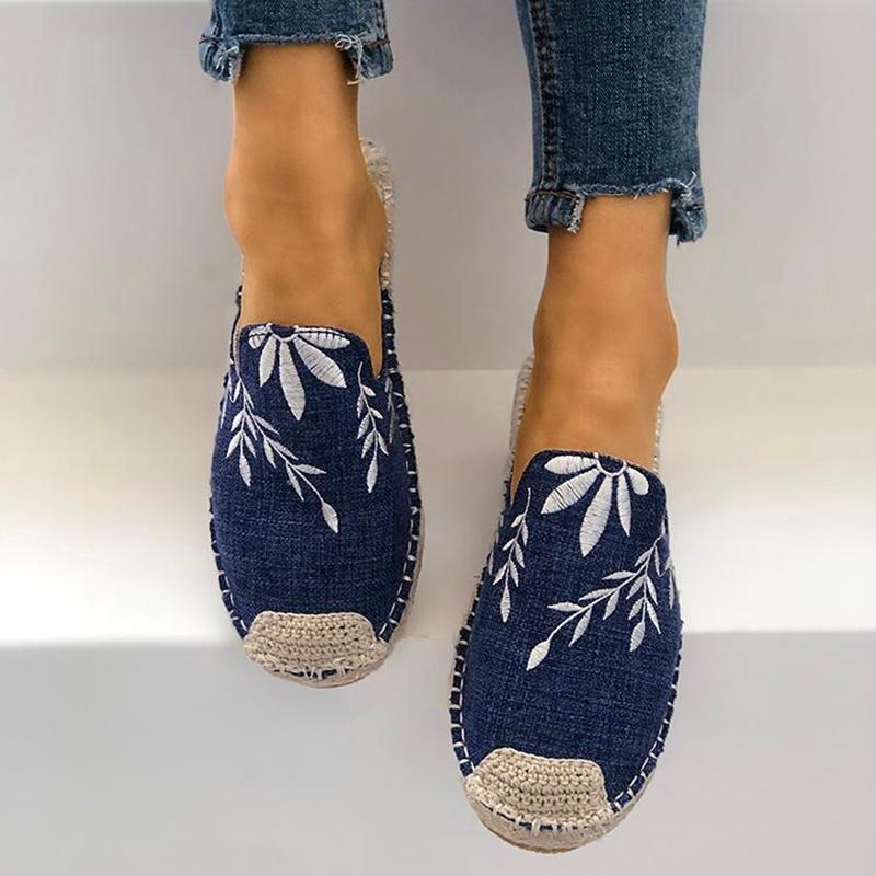 elveswallet Embroidered Espadrille Flat Slippers