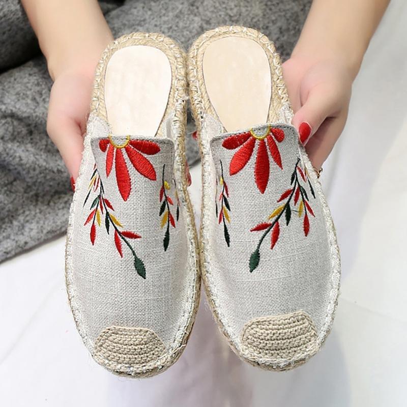 elveswallet Embroidered Espadrille Flat Slippers