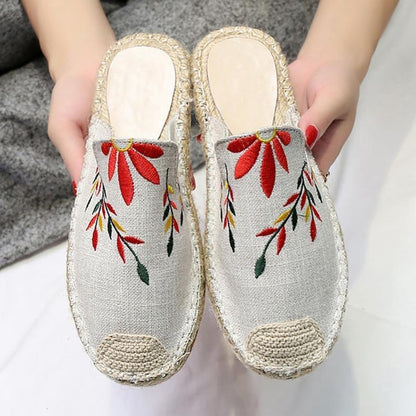 elveswallet Embroidered Espadrille Flat Slippers