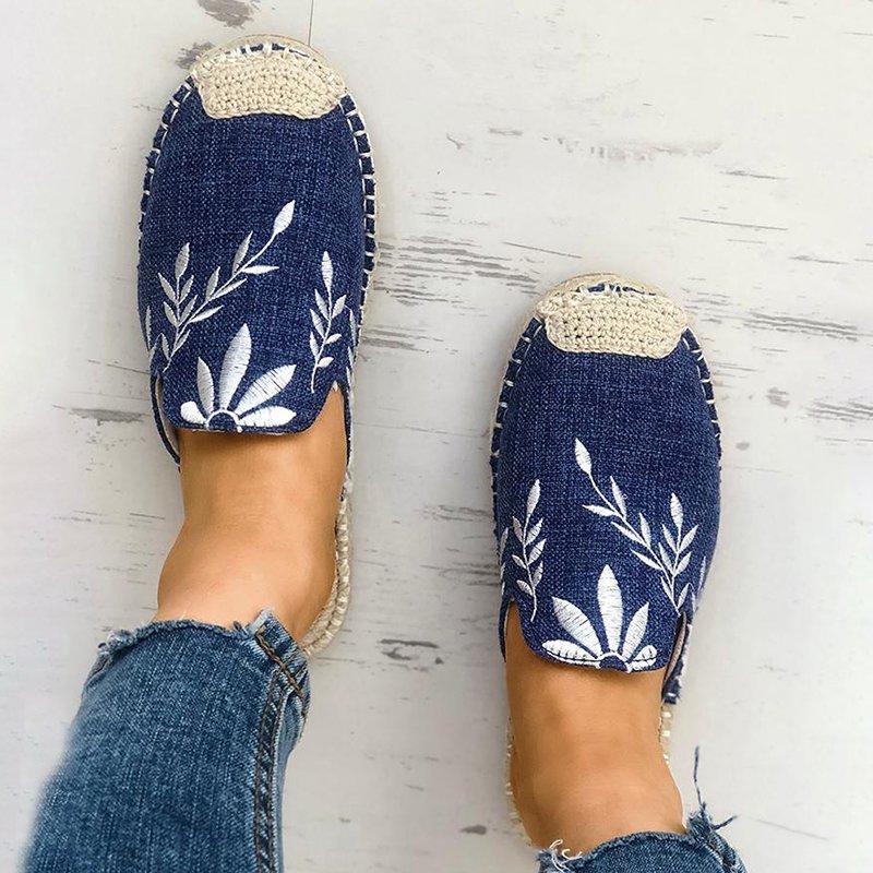 elveswallet Embroidered Espadrille Flat Slippers