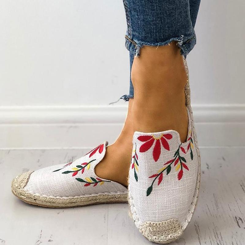 elveswallet Embroidered Espadrille Flat Slippers