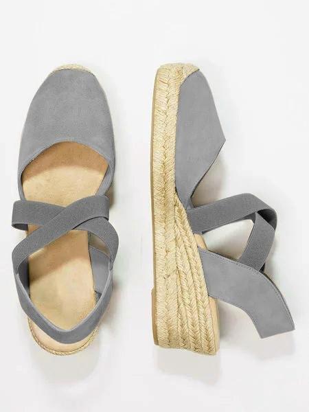 elveswallet Espadrille Wedge Sandals Elastic Band Slip On Sandals