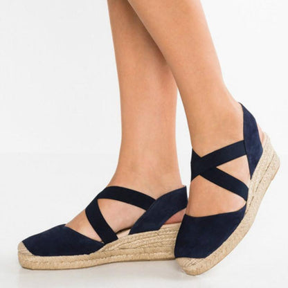 elveswallet Espadrille Wedge Sandals Elastic Band Slip On Sandals