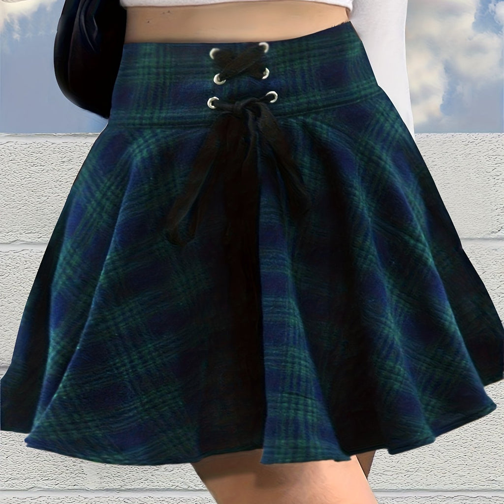 elveswallet  Y2K Summer Plaid Mini Skirt, High Waist Casual Skirt, Women's Clothing