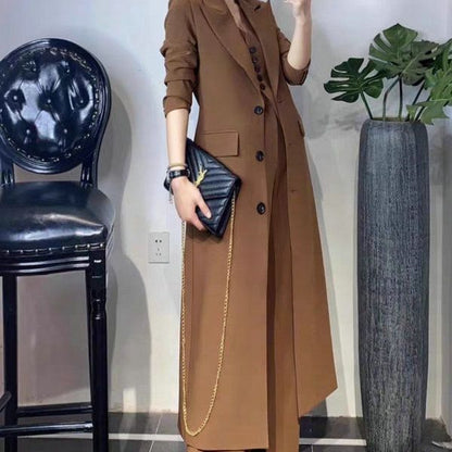 Maillard noble trench coat pants set Muse British style coat celebrity long suit collar jacket set trendy