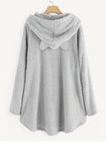 elveswallet  Letter Print Big Pocket Hoodie, Casual Long Sleeve Fleece Hoodies Sweatshirt, Women's Clothing