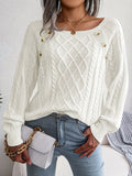 elveswallet  Solid Crew Neck Knitted Top, Casual Loose Long Sleeve Pullover Sweater For Spring & Fall, Women's Clothing