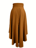 elveswallet  Pleated Ruffle Hem Tied Skirt, Casual Skirt For Spring & Summer, Women's Clothing