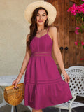 elveswallet  Contrast Lace Cami Dress, Elegant V Neck Sleeveless Summer Dress, Women's Clothing