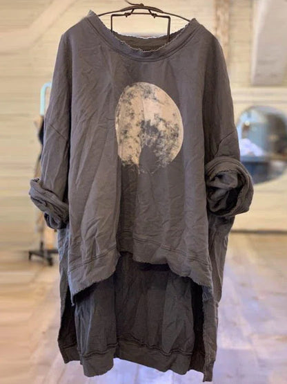 Casual Loose Short Sleeve Moon Pattern Top